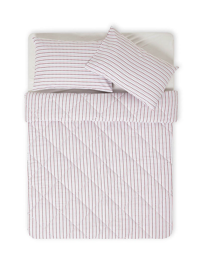 Amal Comforter Set With Pillow Cover 50X75 Cm, Comforter 260X240 Cm - For King/Super King Size Mattress - 100% Cotton Percale - Sleep Well Lightweight And Warm Bed Linen Cotton White/Red  - Image 4