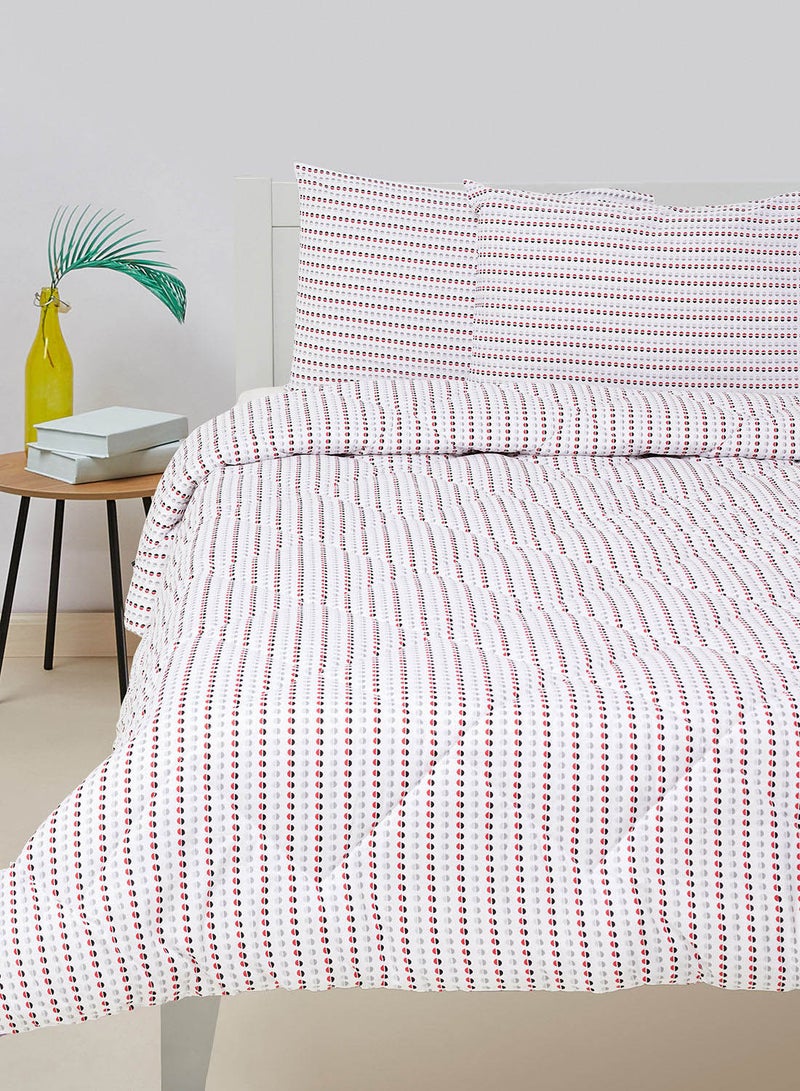 Amal Comforter Set With Pillow Cover 50X75 Cm, Comforter 260X240 Cm - For King/Super King Size Mattress - 100% Cotton Percale - Sleep Well Lightweight And Warm Bed Linen Cotton White/Red  - Image 1