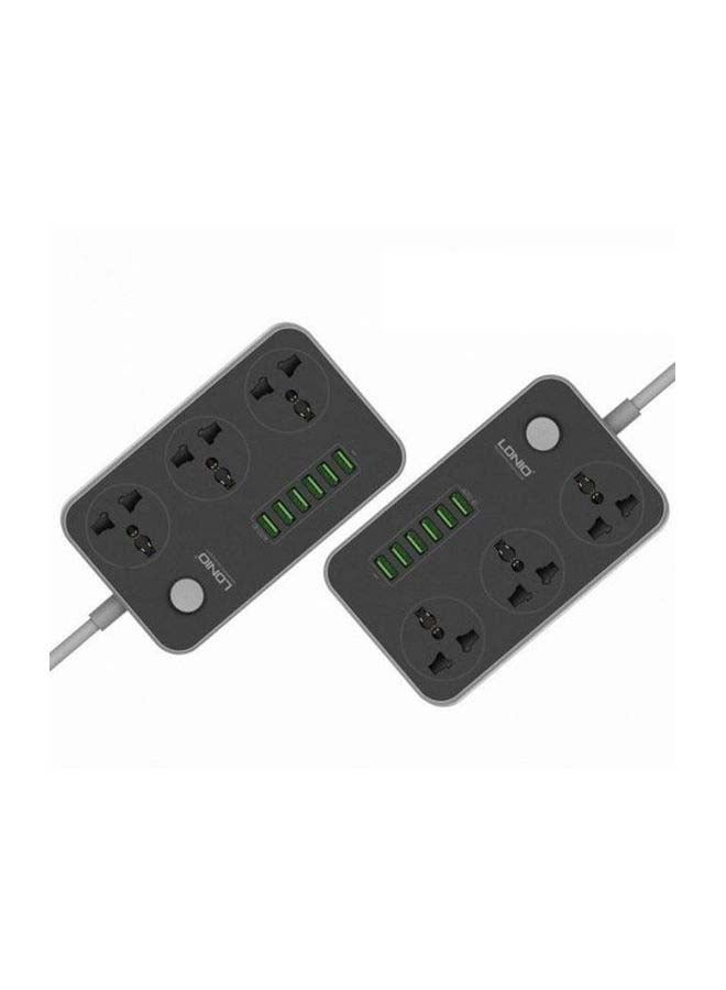 بورودو - منصة شحن ب 6 منافذ USB مع 3 مقابس طاقة أسود - Image 1