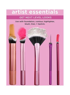 REAL TECHNIQUES Artist Essential Makeup Brush Set,Includes Eye Liner And Foundation Brush,Set Of 5 With Miracle Complexion Sponge (Pack Of 4) Multicolour  - Image 2