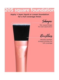 REAL TECHNIQUES Flawless Base Brush Set With Ultra Plush Custom Cut Synthetic Bristles And Extended Aluminum Ferrules With Miracle Powder Sponge For Setting Powder Multicolour  - Image 2