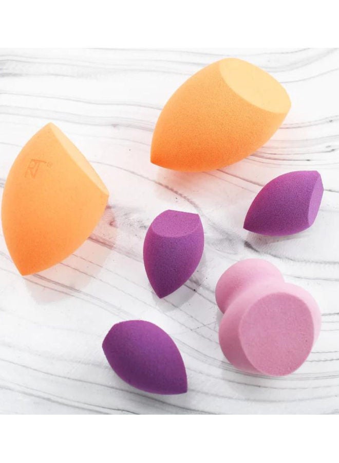REAL TECHNIQUES - 6 piece set Eyeshadow Brush Set, Makeup with Gel Eyeliner,Flat Eye and Eyelash Brushes with Miracle Complexion Sponges Multicolour - Image 1