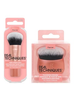REAL TECHNIQUES 1855 Makeup Blender Brush And Sam And Nic Mini Expert Face Brush Multicolour  - Image 1