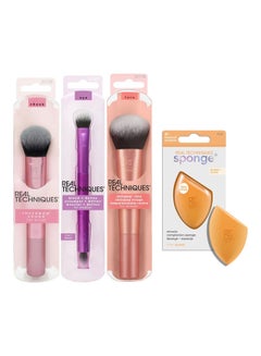 Instapop Face Brush,Instapop Cheek Brush and Blend, Define Dual Ended Makeup Brush with Miracle Complexion Sponge and Beauty Sponge For Makeup Blending & Foundation Application Multicolour