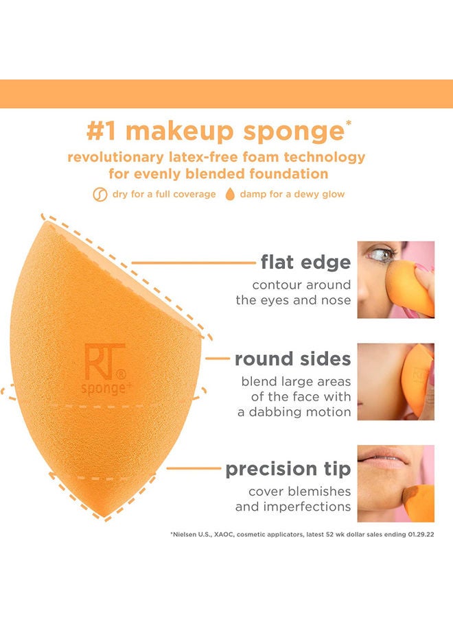 REAL TECHNIQUES - Instapop Face Brush,Instapop Cheek Brush and Blend, Define Dual Ended Makeup Brush with Miracle Complexion Sponge and Beauty Sponge For Makeup Blending & Foundation Application Multicolour - Image 1