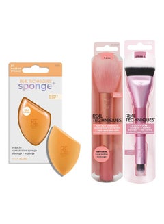 Sculpt & Shape Dual Ended 2-in-1 Makeup Brush and ight Layer Complexion Makeup Brush with Miracle Complexion Sponge Multicolour