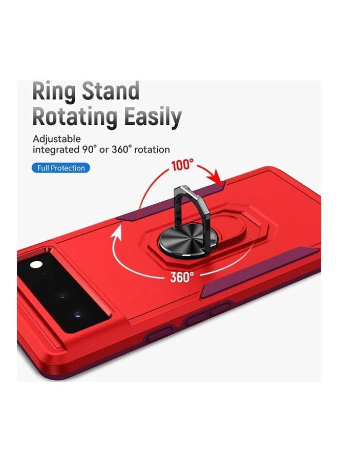 مارجون غطاء حماية مصنوع من مواد متنوعة متين بحماية قصوى من السقوط وحامل ومسند حلقي معدني مغناطيسي لهاتف جوجل بكسل 6a أحمر - Image 3