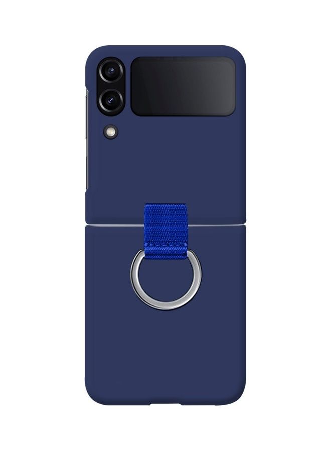 MARGOUN Samsung Galaxy Z Flip 4 Case with Ring Holder Metal Finger Grip Bracket Folding Cover Compatible with Galaxy Z Flip4 6.7 inch Dark Blue - Image 1