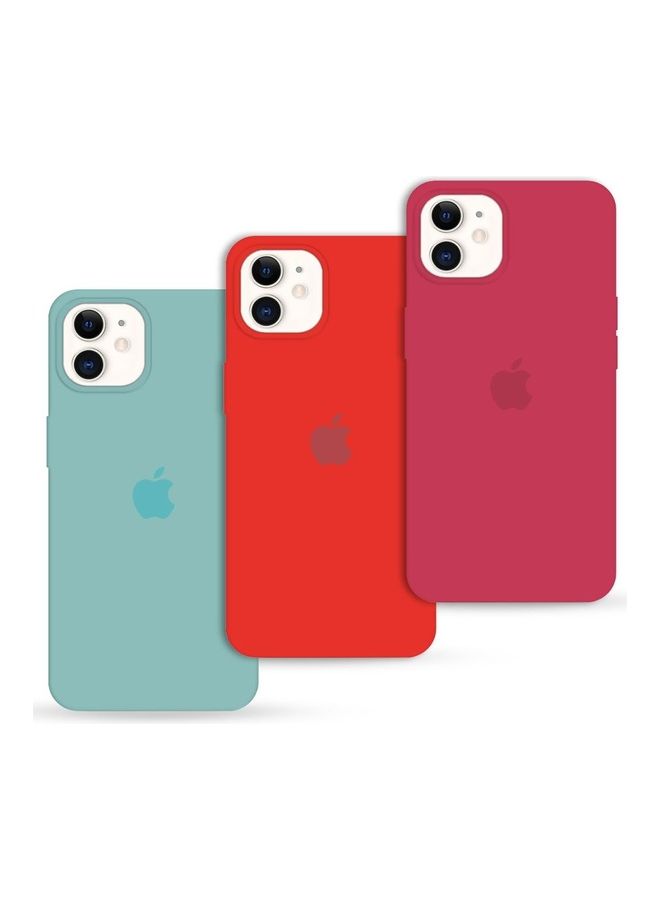 MARGOUN - 3Pack for iPhone 12 Pro and iPhone 12 Silicone Case Soft Slim Liquid Gel Silicone Shockproof Phone Cover Microfiber Lining Full Body Protection 6.1 inch Cherry/Red/Cactus Green - Image 1