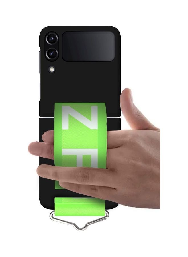 مارجون غطاء حماية قابل للطي من السيليكون ومزود بشريط للحمل على معصم اليد متوافق مع هاتف سامسونج جالاكسي Z فليب 4 مقاس 6.7 بوصات لون أسود - Image 2