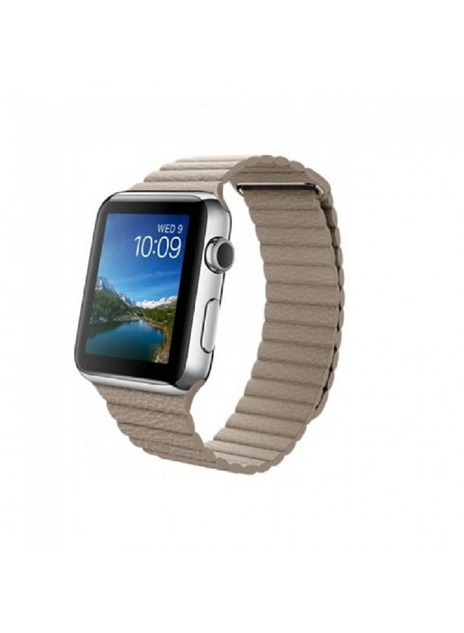 مارجون سوار بديل من الجلد من قطعتين لساعة أبل مقاس 45/44/42 مم أحمر/ ذهبي - Image 3