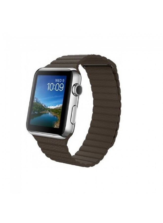 MARGOUN 3-Piece Leather Replacement Band Set For Apple Watch 42/44/45mm Red / Brown / Gold - Image 3