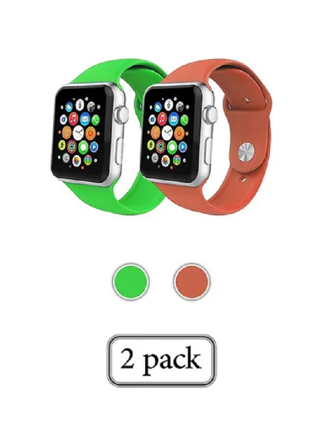 MARGOUN 2-Piece Silicone Replacement Band Set For Apple Watch Green - Image 1
