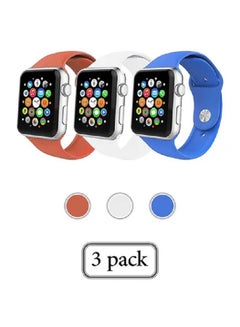 3-Piece Silicone Replacement Band Set For Apple Watch 42/44/45mm Blue / White / Melon