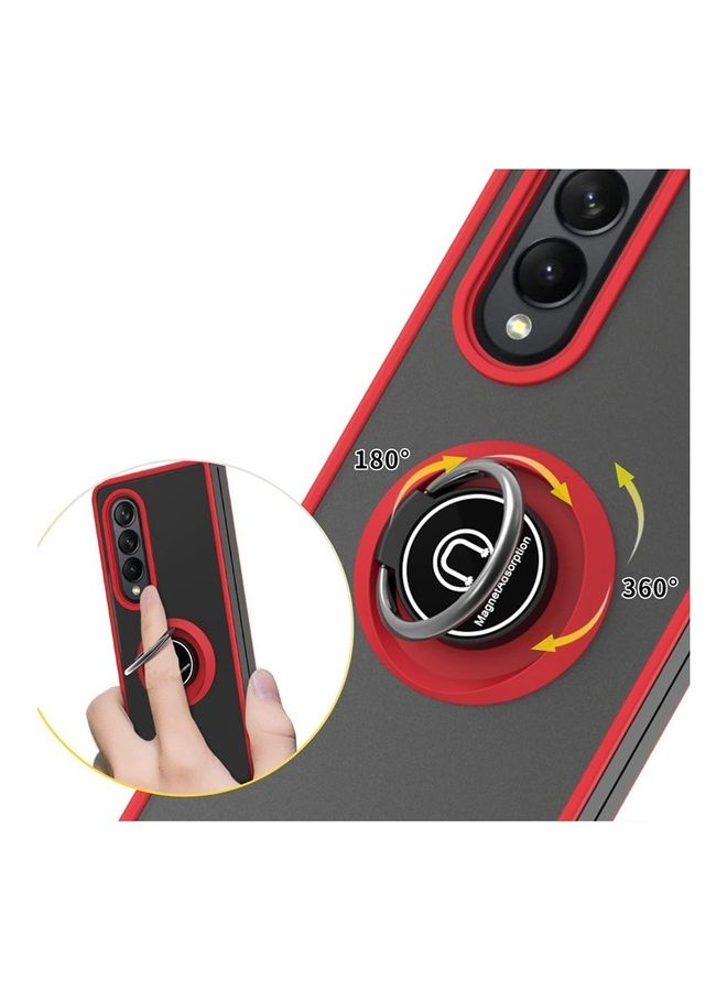MARGOUN Samsung Galaxy Z Fold 4 Case with Ring Holder Magnetic Metal Finger Grip Hybrid Folding Cover with Reinforced TPU Bumper Compatible with Galaxy Z Fold4 7.6 inch Red - Image 3