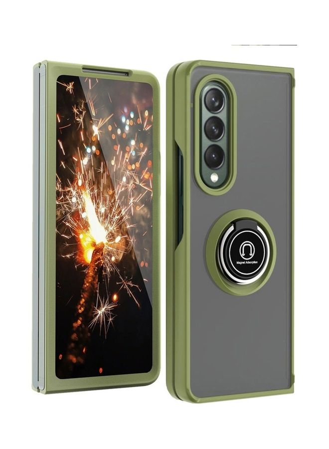 MARGOUN Samsung Galaxy Z Fold 4 Case with Ring Holder Magnetic Metal Finger Grip Hybrid Folding Cover with Reinforced TPU Bumper Compatible with Galaxy Z Fold4 7.6 inch Light Green - Image 2