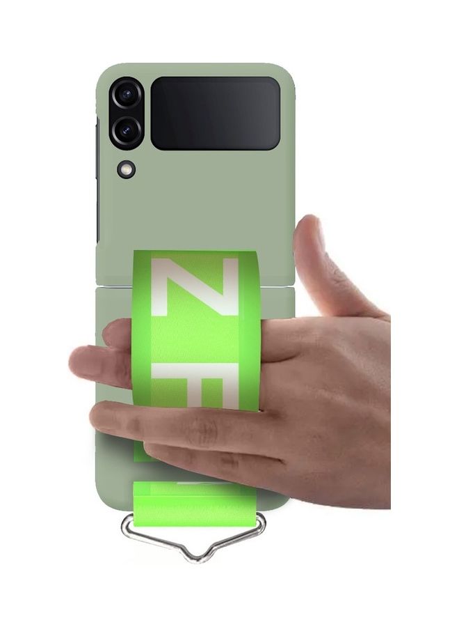 مارجون غطاء حماية قابل للطي من السيليكون ومزود بشريط للحمل على معصم اليد متوافق مع هاتف سامسونج جالاكسي Z فليب 4 مقاس 6.7 بوصات أخضر - Image 2