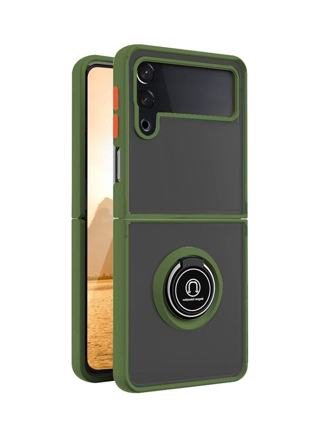 MARGOUN Samsung Galaxy Z Flip 4 Case with Ring Holder Magnetic Metal Finger Grip Hybrid Folding Cover with Reinforced TPU Bumper Compatible with Galaxy Z Flip4 6.7 inch Light Green - Image 2