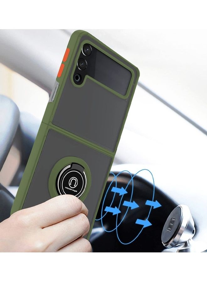 MARGOUN Samsung Galaxy Z Flip 4 Case with Ring Holder Magnetic Metal Finger Grip Hybrid Folding Cover with Reinforced TPU Bumper Compatible with Galaxy Z Flip4 6.7 inch Light Green - Image 3