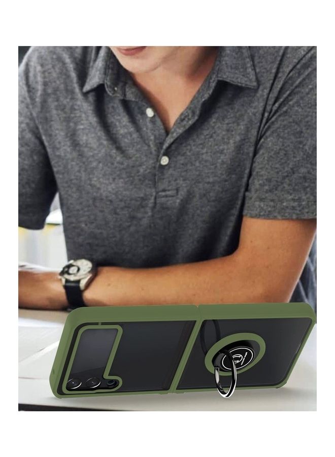 MARGOUN Samsung Galaxy Z Flip 4 Case with Ring Holder Magnetic Metal Finger Grip Hybrid Folding Cover with Reinforced TPU Bumper Compatible with Galaxy Z Flip4 6.7 inch Light Green - Image 4