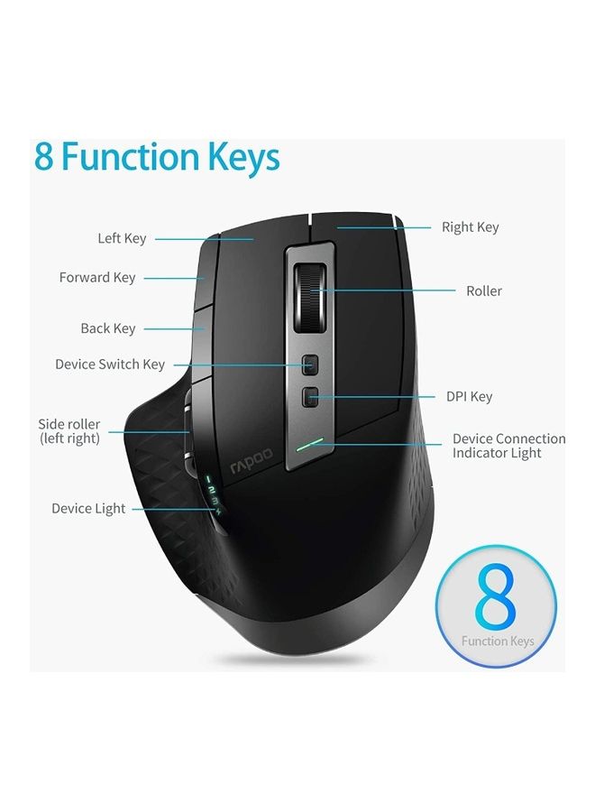 Rapoo - 9900M Multi Mode Wireless Keyboard and Mouse Rechargeable Combo (Bluetooth 3.0/4.0/2.4G), Connect Up to 4 Devices Black - Image 1