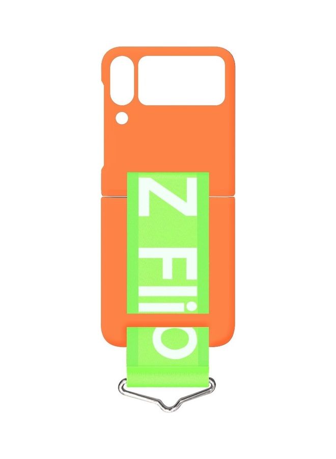 MARGOUN Samsung Galaxy Z Flip 4 Silicone Case with Strap Holder Hand Wristband Folding Cover Compatible with Galaxy Z Flip4 6.7 inch Orange - Image 4