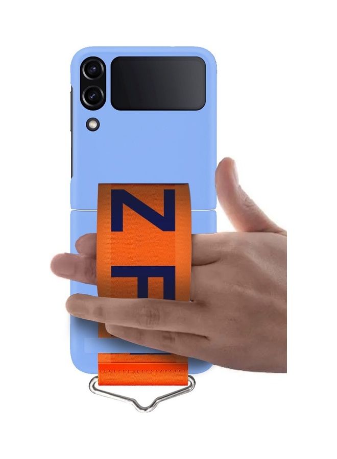 MARGOUN Samsung Galaxy Z Flip 4 Silicone Case with Strap Holder Hand Wristband Folding Cover Compatible with Galaxy Z Flip4 6.7 inch Blue - Image 2