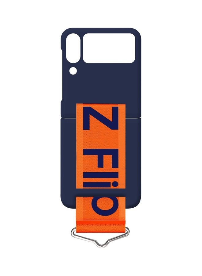 MARGOUN Samsung Galaxy Z Flip 4 Silicone Case with Strap Holder Hand Wristband Folding Cover Compatible with Galaxy Z Flip4 6.7 inch Dark Blue - Image 4