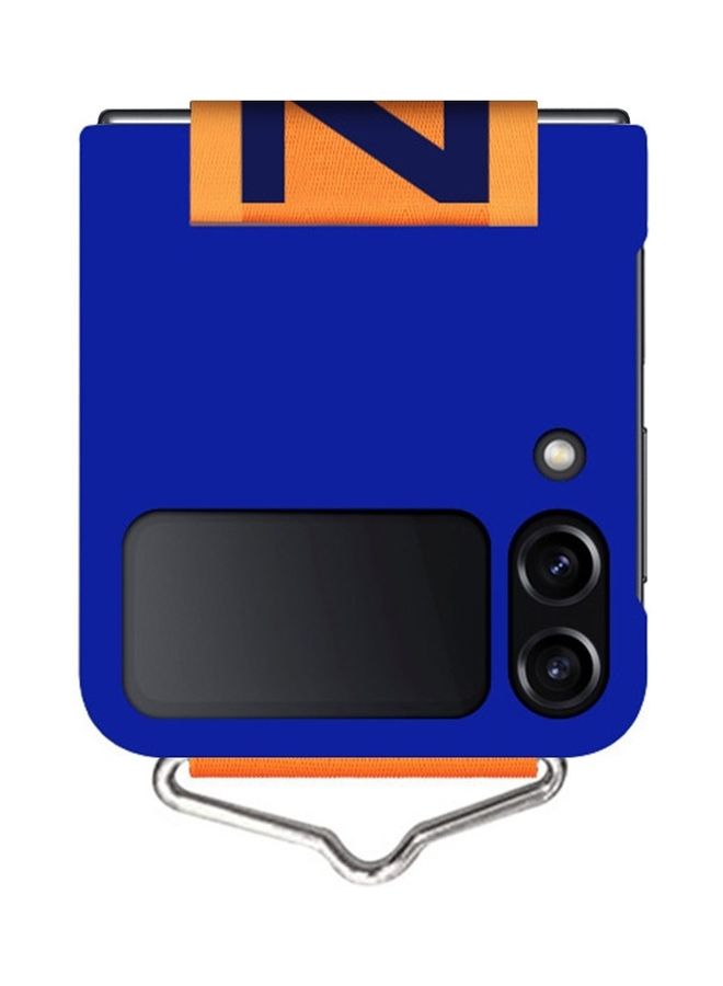 MARGOUN Samsung Galaxy Z Flip 4 Silicone Case with Strap Holder Hand Wristband Folding Cover Compatible with Galaxy Z Flip4 6.7 inch Navy Blue - Image 3