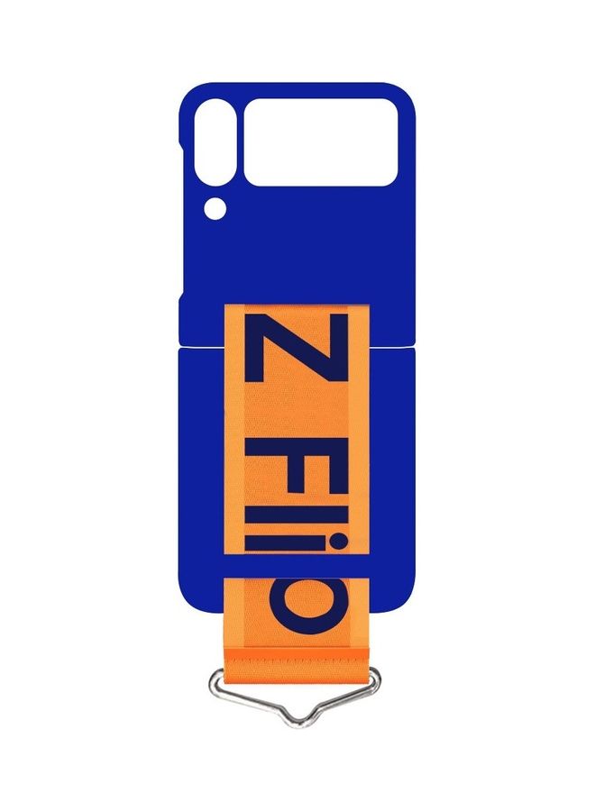 MARGOUN Samsung Galaxy Z Flip 4 Silicone Case with Strap Holder Hand Wristband Folding Cover Compatible with Galaxy Z Flip4 6.7 inch Navy Blue - Image 4