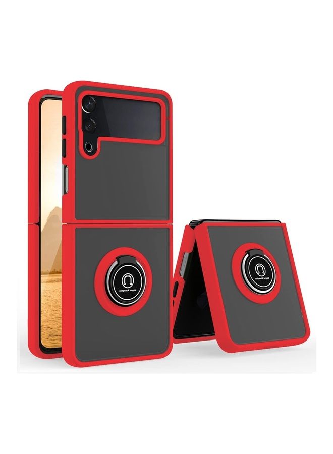 MARGOUN Samsung Galaxy Z Flip 4 Case with Ring Holder Magnetic Metal Finger Grip Hybrid Folding Cover with Reinforced TPU Bumper Compatible with Galaxy Z Flip4 6.7 inch Red - Image 1