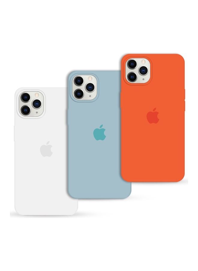 MARGOUN 3Pack for iPhone 12 Pro and iPhone 12 Silicone Case Soft Slim Liquid Gel Silicone Shockproof Phone Cover Microfiber Lining Full Body Protection 6.1 inch Orange/Slate Blue/White - Image 1