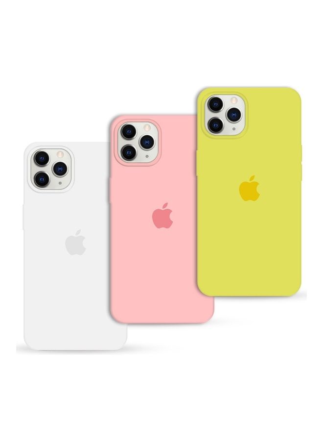 MARGOUN - 3Pack for iPhone 12 Pro and iPhone 12 Silicone Case Soft Slim Liquid Gel Silicone Shockproof Phone Cover Microfiber Lining Full Body Protection 6.1 inch Yellow/Light Pink/White - Image 1