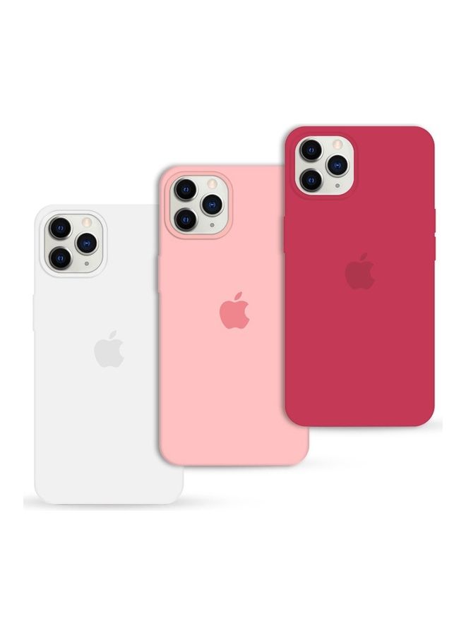 MARGOUN - 3Pack for iPhone 12 Pro and iPhone 12 Silicone Case Soft Slim Liquid Gel Silicone Shockproof Phone Cover Microfiber Lining Full Body Protection 6.1 inch Cherry/Light Pink/White - Image 1
