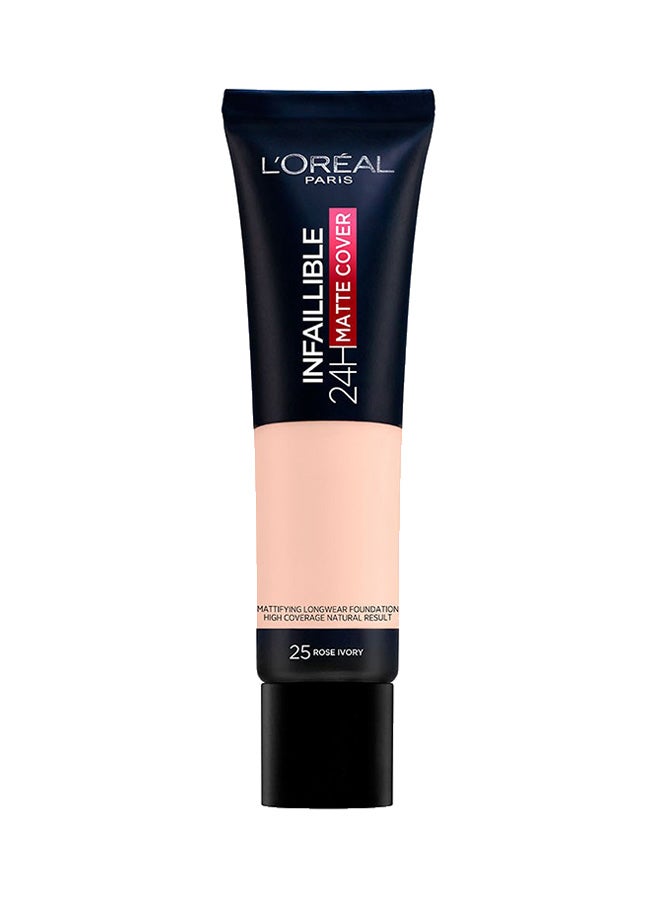 Infaillible 24H Matte Cover Foundation 25 Ivory -Oil Control,High Coverage Rose Ivory