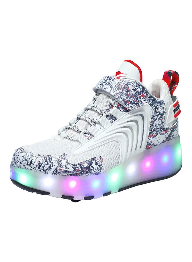 Kidle The New Trend Of Children's LED Light Up Rechargeable Luminous Double Wheel Heelys Skates, Breathable Youth Student Sports Shoes - Image 1