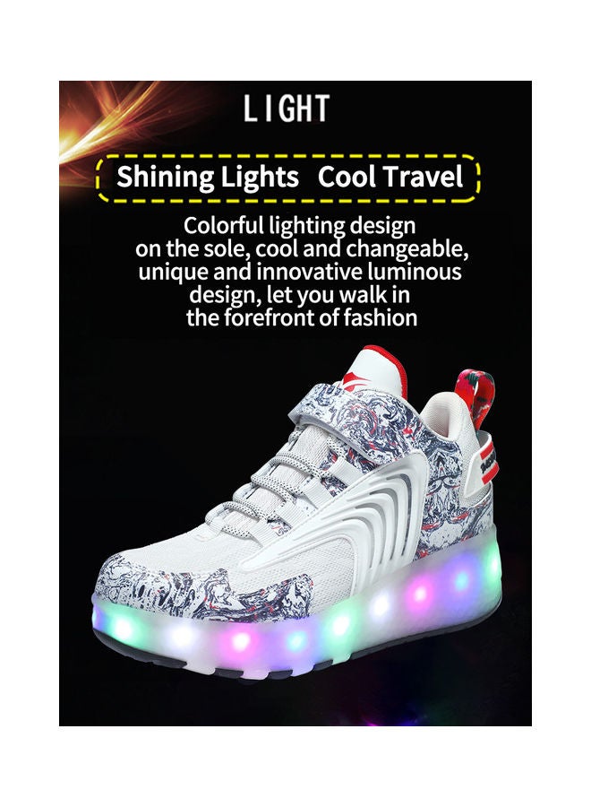 Kidle The New Trend Of Children's LED Light Up Rechargeable Luminous Double Wheel Heelys Skates, Breathable Youth Student Sports Shoes - Image 2