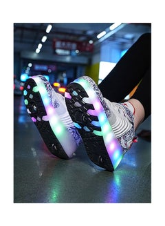 Kidle The New Trend Of Children's LED Light Up Rechargeable Luminous Double Wheel Heelys Skates, Breathable Youth Student Sports Shoes  - Image 3