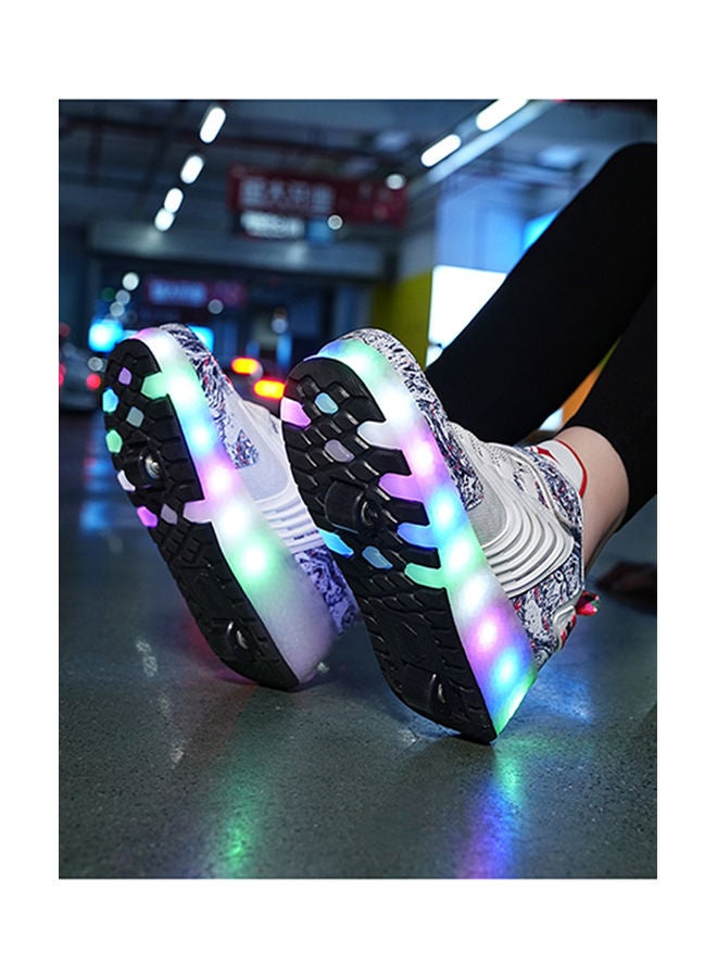 Kidle The New Trend Of Children's LED Light Up Rechargeable Luminous Double Wheel Heelys Skates, Breathable Youth Student Sports Shoes - Image 3