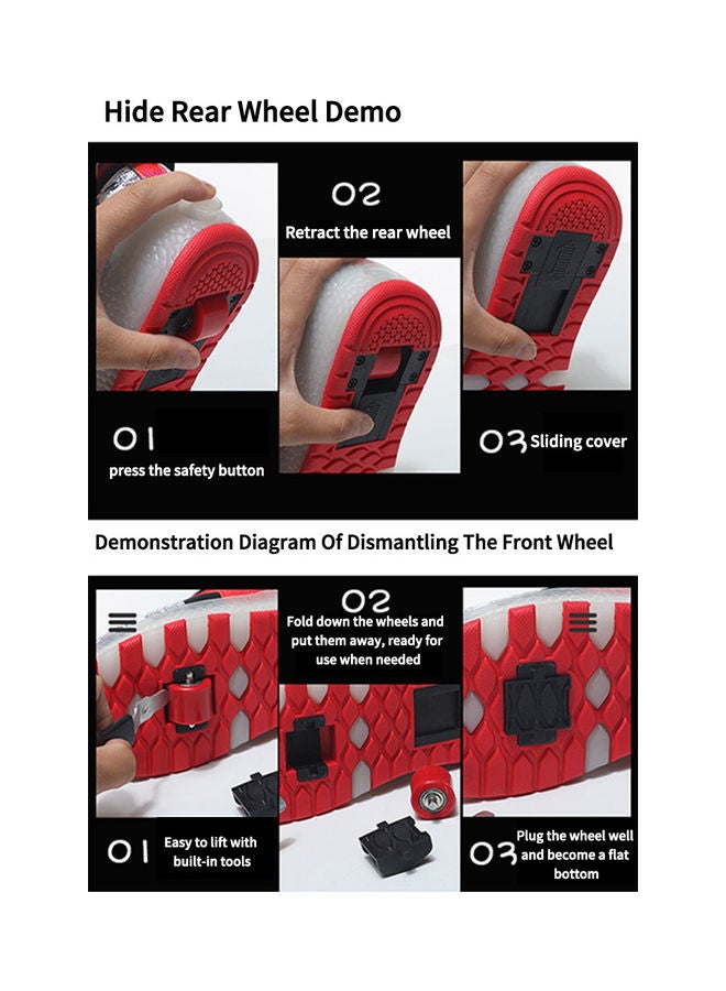 Kidle The New Trend Of Children's LED Light Up Rechargeable Luminous Double Wheel Heelys Skates, Breathable Youth Student Sports Shoes - Image 4