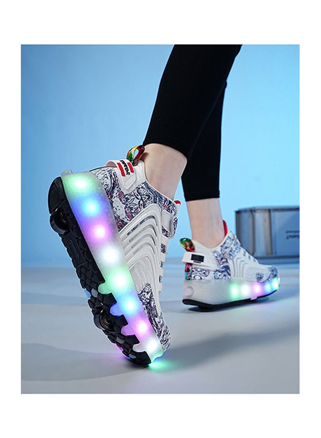 Kidle The New Trend Of Children's LED Light Up Rechargeable Luminous Double Wheel Heelys Skates, Breathable Youth Student Sports Shoes - Image 5
