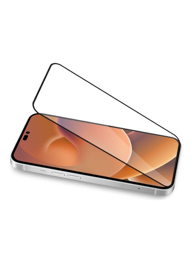 هايفن لاصقة حماية ديفندر للشاشة بحماية كاملة مقاس 6.1 من الزجاج المقوى بدرجة صلابة 9H ومقاومة للكسر والبكتيريا وبطبقة ضد البصمات بتركيب ذاتي مع أداة استخدام مرفقة لهاتف آيفون 14 برو شفاف - Image 5