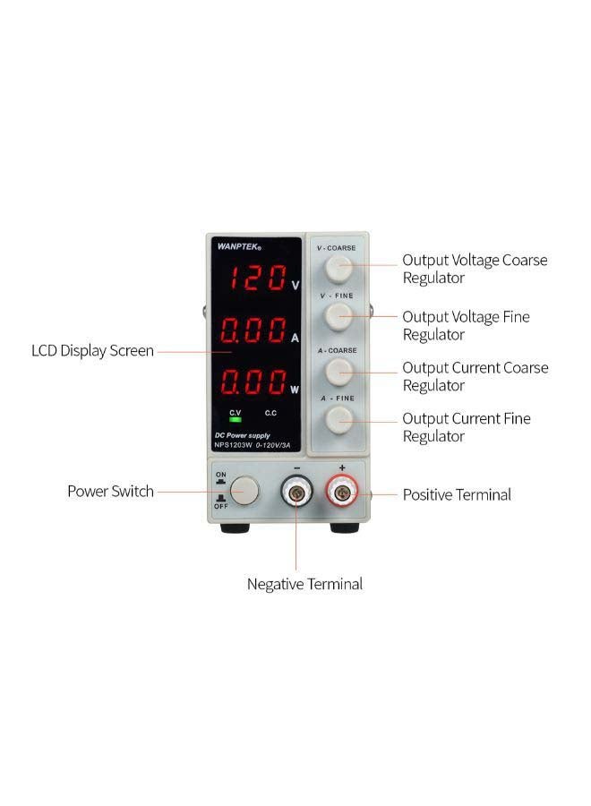 wanptek - Adjustable Mini DC Power Supply Unit With LED Display White - Image 1