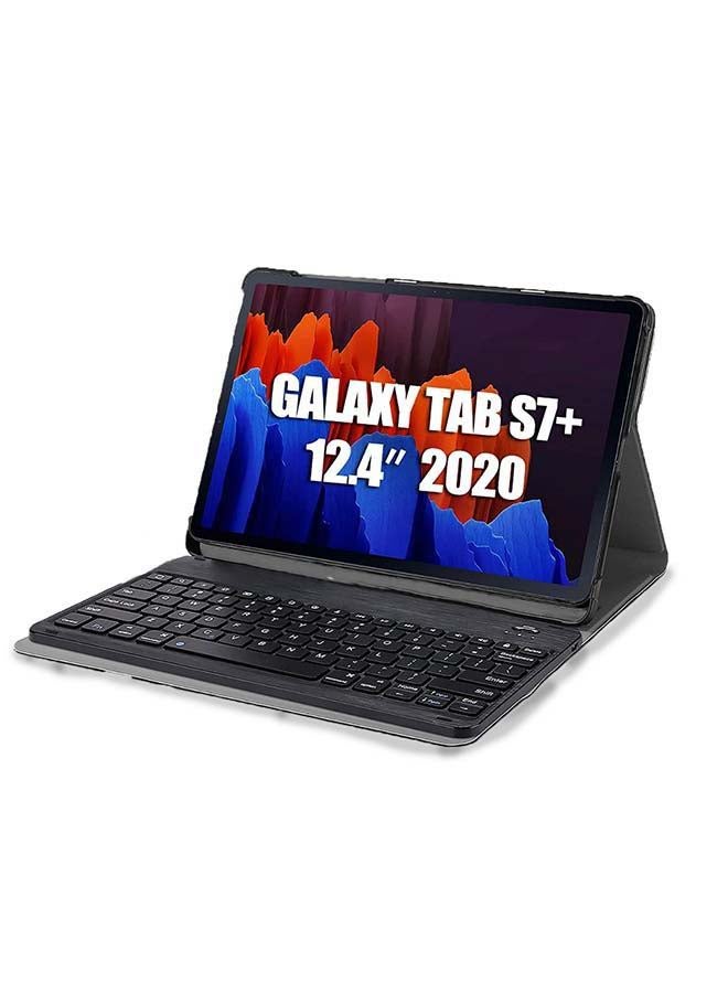 إنتاج غطاء ذكي لجهاز تاب جالاكسي +S7 بلس خفيف الوزن مع لوحة مفاتيح لاسلكية قابلة للفصل مغناطيسياً أسود - Image 1