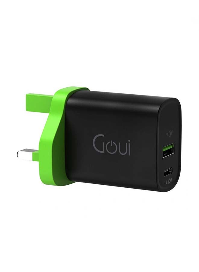 Goui - Mini PD Wall Charger 20W - Compact 2-Port Wall Travel Charger with Power Delivery (PD) and Qualcomm Quick Charge (QC) Technology for Fast Charging of Smartphones, Tablets, and USB Devices - Black - Image 1