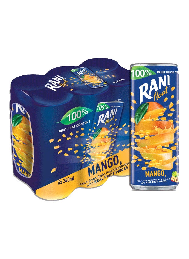 Rani Float Mango, No Added Sugar, 100% Fruit Juice, Mango 240ml Pack of 6  - Image 1
