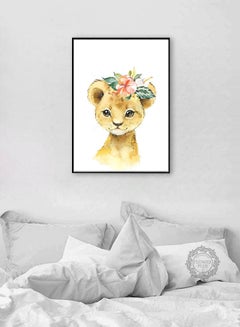 DECOREK Lion Printed Canvas Painting Yellow/Green/Pink 57 x 71 x 4.5cm  - Image 2