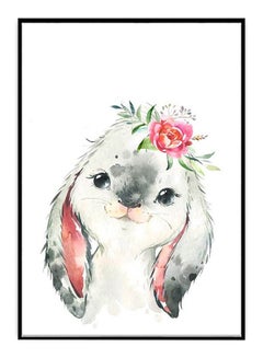 DECOREK Rabbit Printed Canvas Painting Multicolour 57 x 71 x 4.5cm  - Image 1