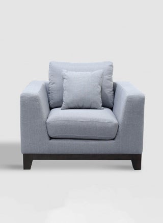 Armchair Upholstered Fabric in Wood Base Couch - Relaxing Sofa with Backrest design - Grey 1050*970*840mmmm - v1661784528/N42934630A_1