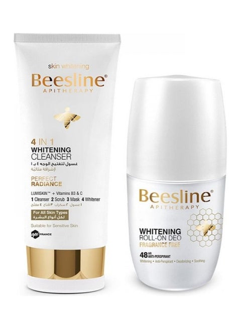 Set Of 2 Piece  4 In 1 Whitening Cleanser And Roll On Deodorant 150ml